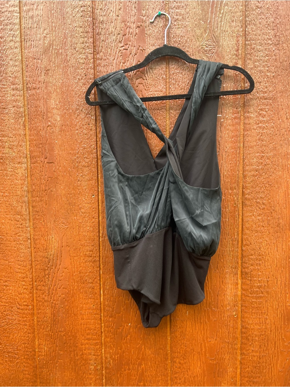Alice + Olivia Black Plunge Twist Back Bodysuit Sz S Designer Night Out - Picture 8 of 8